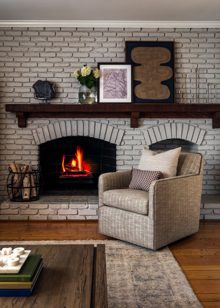 A curated mix of art and objects adds depth without overwhelming the space.