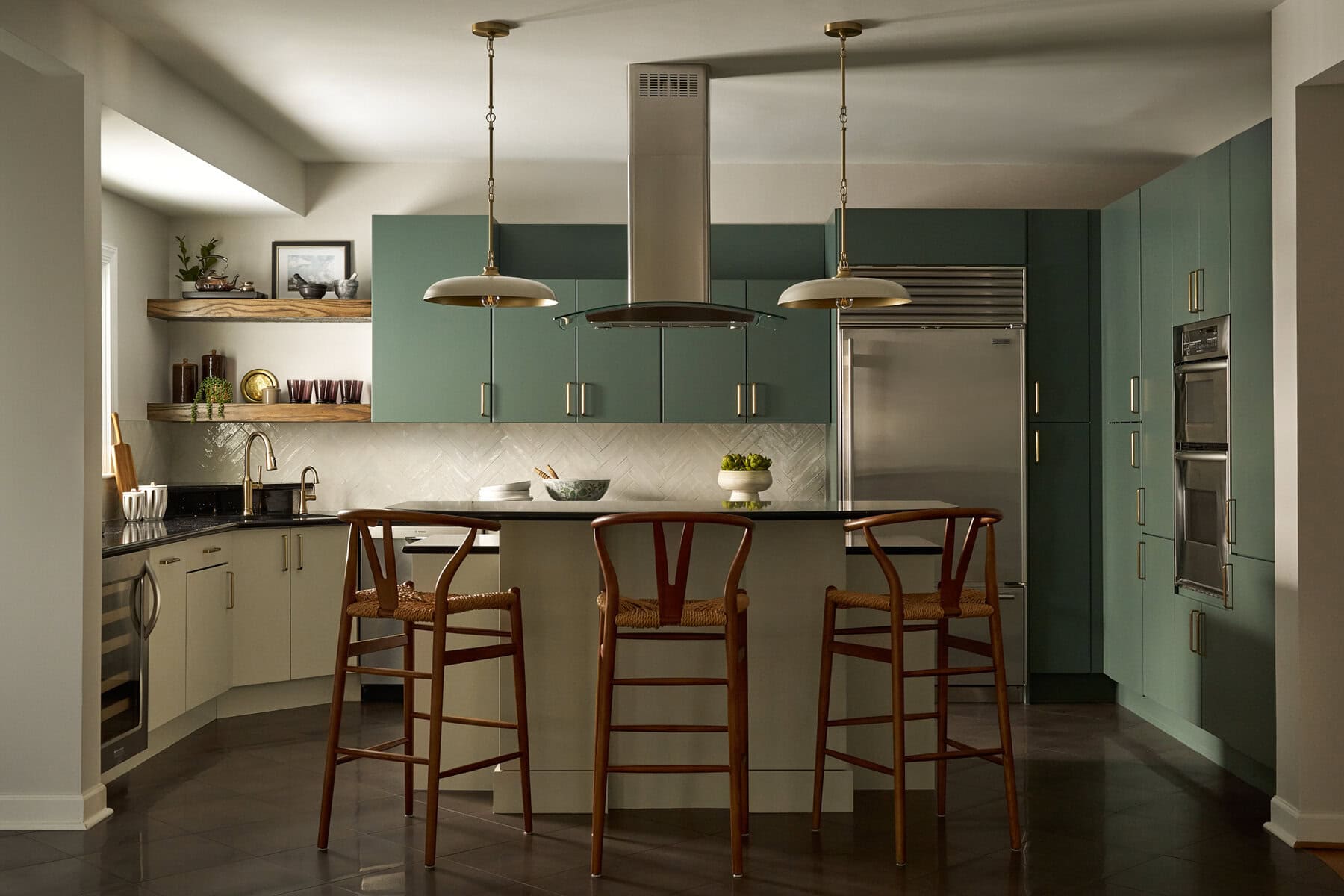 Modern Green and cream kitchen